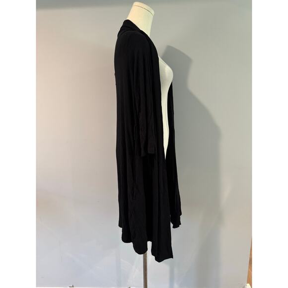 Posh Peanut Womens Wrap Tie Waist Cardigan Sweater Open Front Black Size S/M NWT - Picture 3 of 6